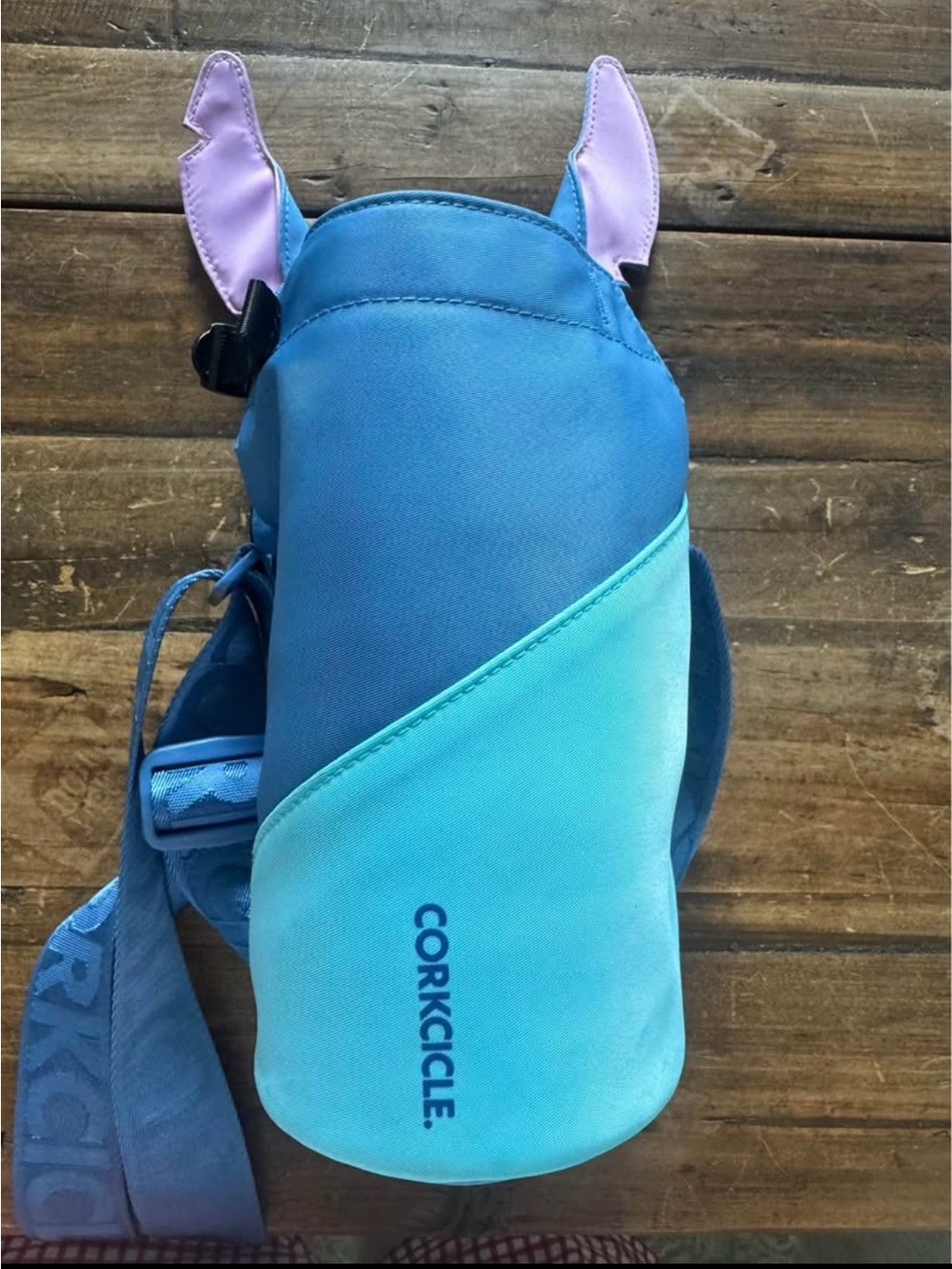 Corkcicle Disney Stitch Kids Blue & Teal Bottle Water Bottle Sling